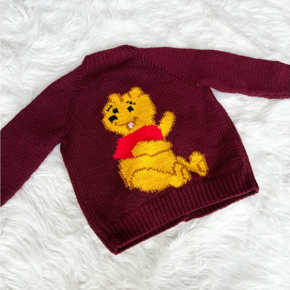 Vintage Handmade Winnie the Pooh Cardigan Sweater 5-6 years old - Picture 6 of 10